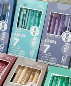 7Pcs/set Press Gel Pens Sets Colorful Highlighter Markers Cute School Supplies Stationery Items Aesthetic for Girls Kids Gift