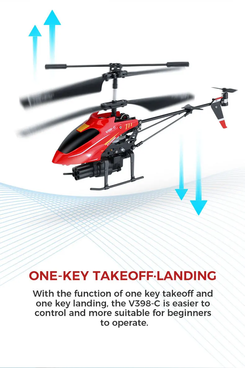 Wltoys V398-C Remote-Controlled Aircraft Missile 2.4G Helicopter 3.5 CH Lighting To Hit Bullets And Set Height RC Model Aircraft
