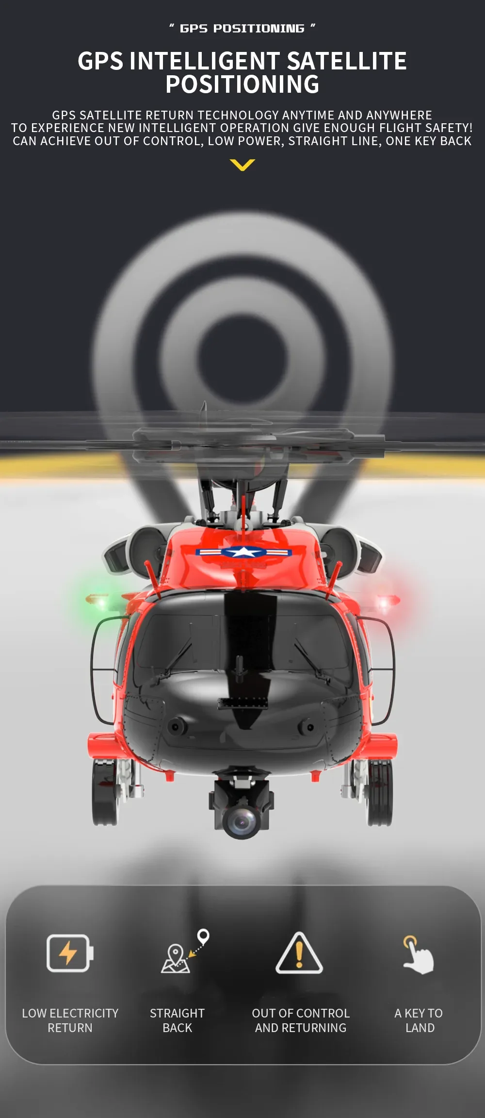 Yuxiang F09-S 6ch Uh60 Rc Helicopter Gps Optical Flow Dual Positioning With Camera Vr Transmission Auto Return Heilcopter