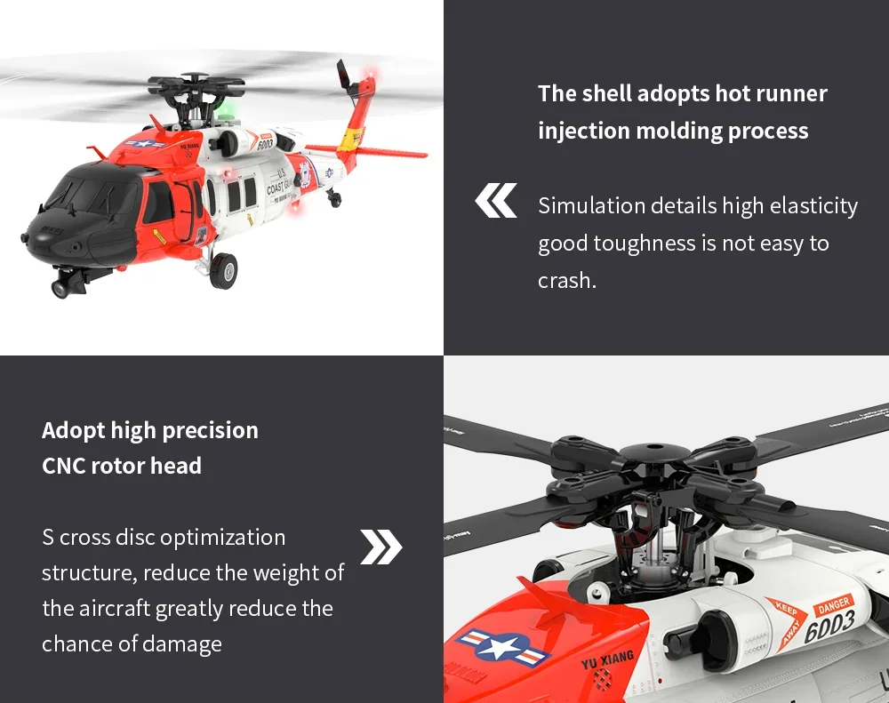Yuxiang F09-S 6ch Uh60 Rc Helicopter Gps Optical Flow Dual Positioning With Camera Vr Transmission Auto Return Heilcopter