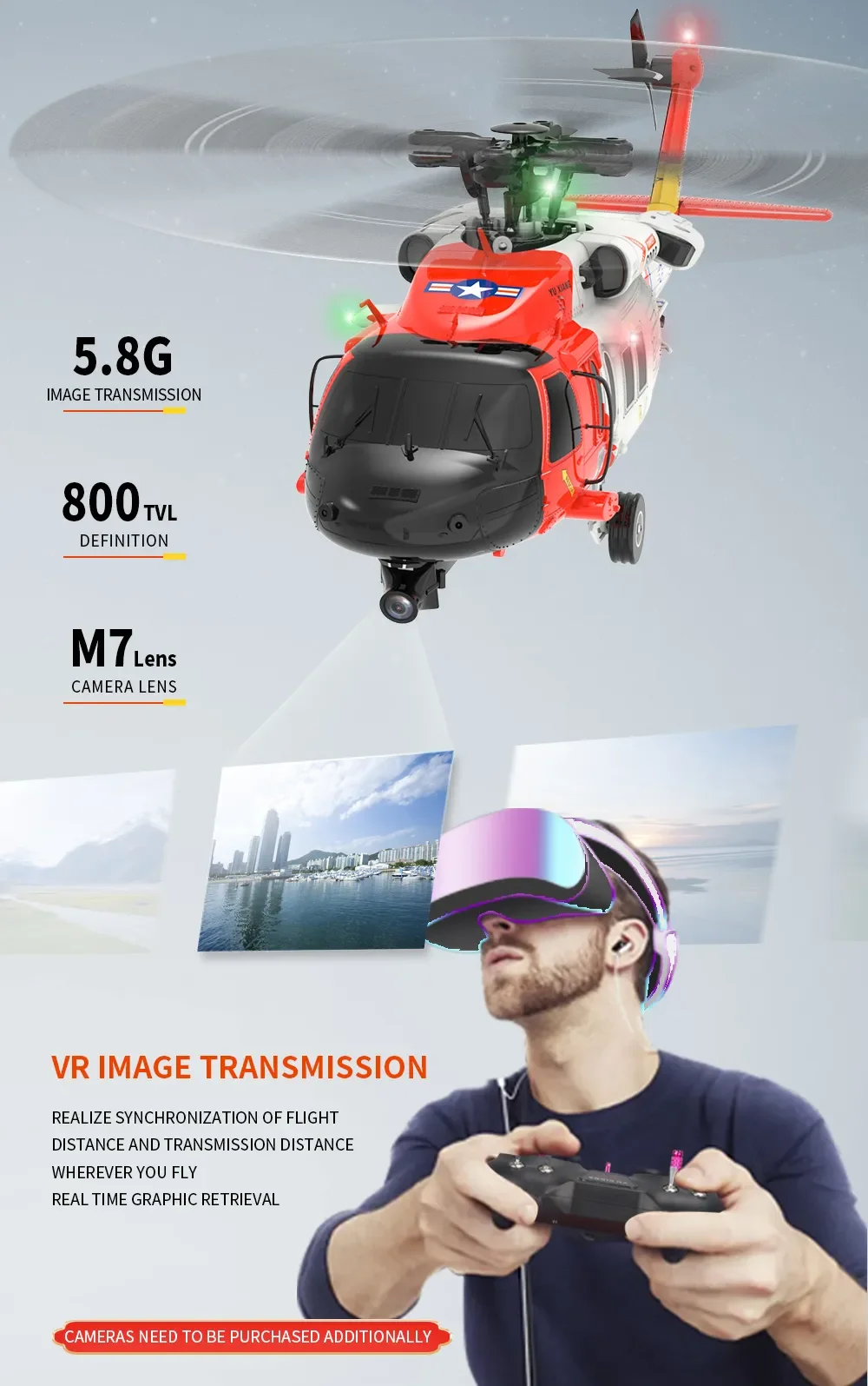 Yuxiang F09-S 6ch Uh60 Rc Helicopter Gps Optical Flow Dual Positioning With Camera Vr Transmission Auto Return Heilcopter