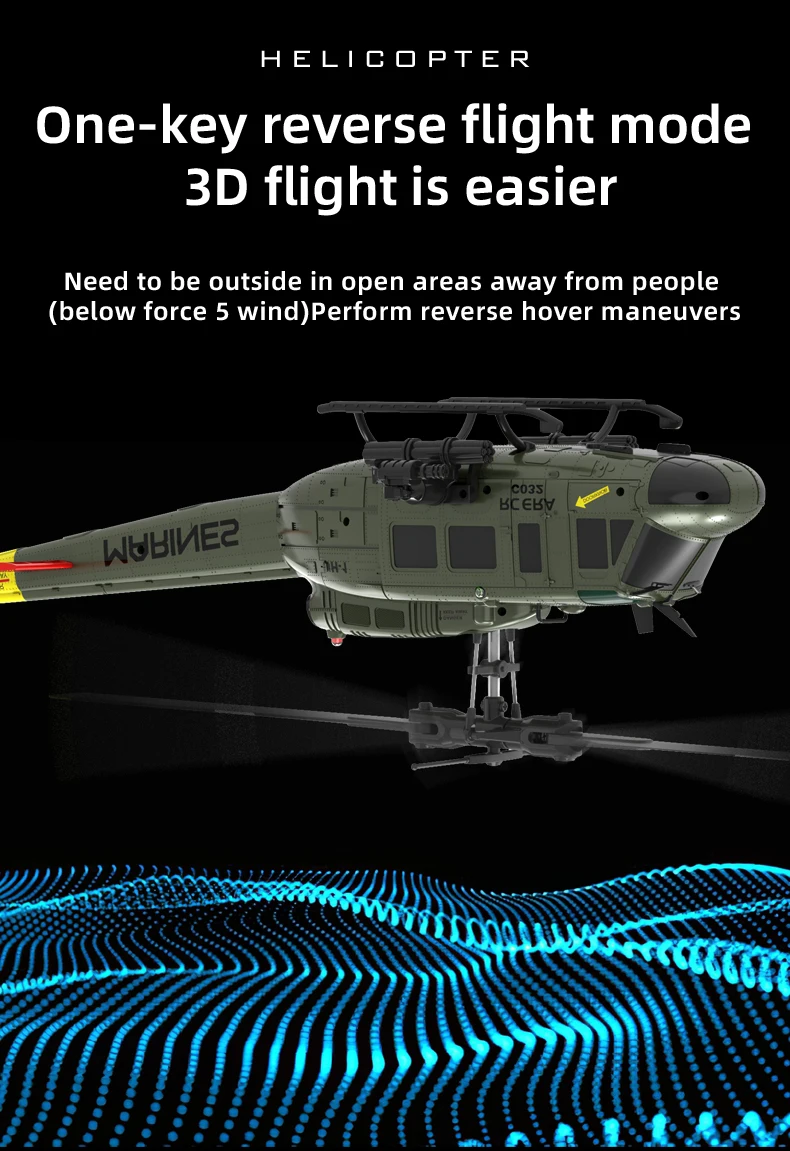 C032 Uh-1 Rc Helicopter 1:48 Simulation 2.4G Remote Control Drone 6axis Gyro Optical Flow Localization Helicopter Toy Gift