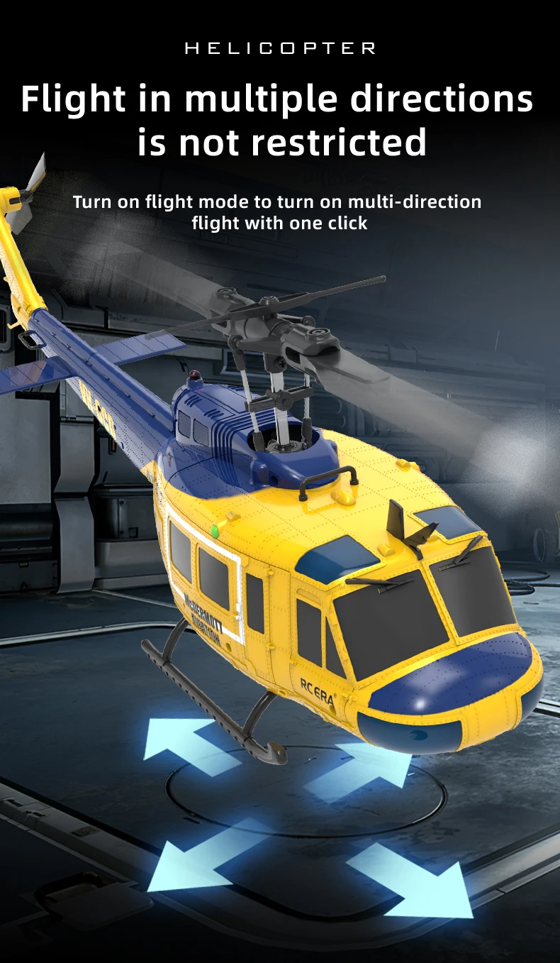 C032 Uh-1 Rc Helicopter 1:48 Simulation 2.4G Remote Control Drone 6axis Gyro Optical Flow Localization Helicopter Toy Gift