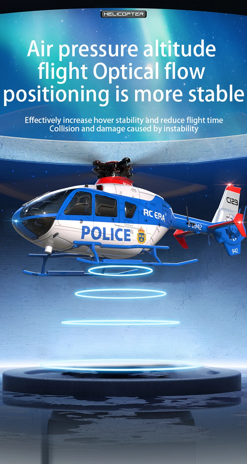 C123 6CH RC Helicopter EC135 Double Brushless Direct Drive Single Paddle Aileron Free Helicopter model 3D Optical Flow Toys