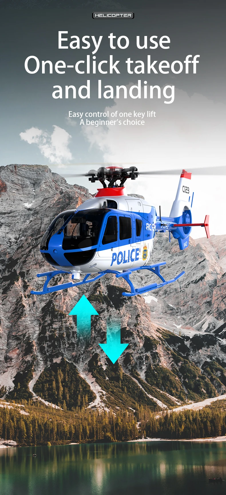 C123 6CH RC Helicopter EC135 Double Brushless Direct Drive Single Paddle Aileron Free Helicopter model 3D Optical Flow Toys