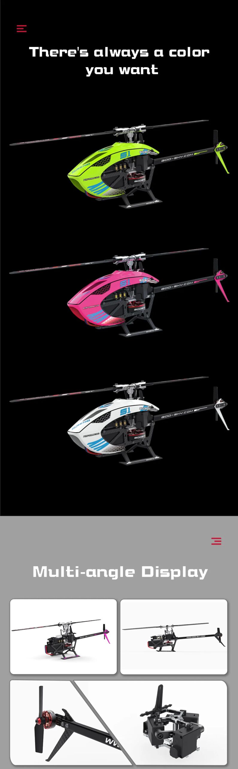 Hot Rc Goosky S1 Bnf/Rtf 6ch 3d Stunt Double Brushless Motor Direct Drive Motor Flybarless Direct-Drive Rc Helicopter Toy Gift