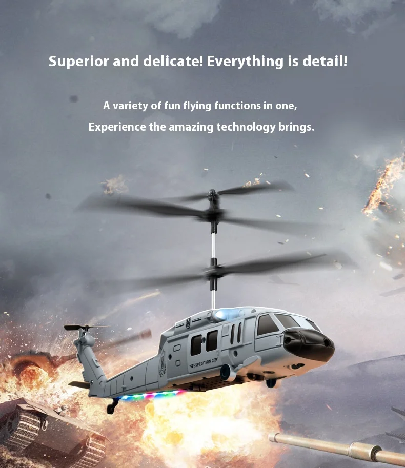 Ky205 Black Hawk Rescue Helicopter Obstacle Avoidance Height Control, Aerial Photography Remote Control Four Axis Aircraft Toy