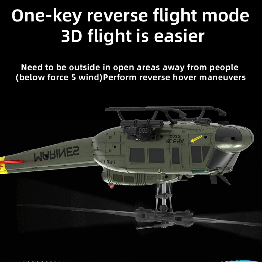 C032 UH1 Helicopter Brushless 6-Channel Airplane Free Flying Stunt Simulation Laser Height Locking Electric RC Aircraft