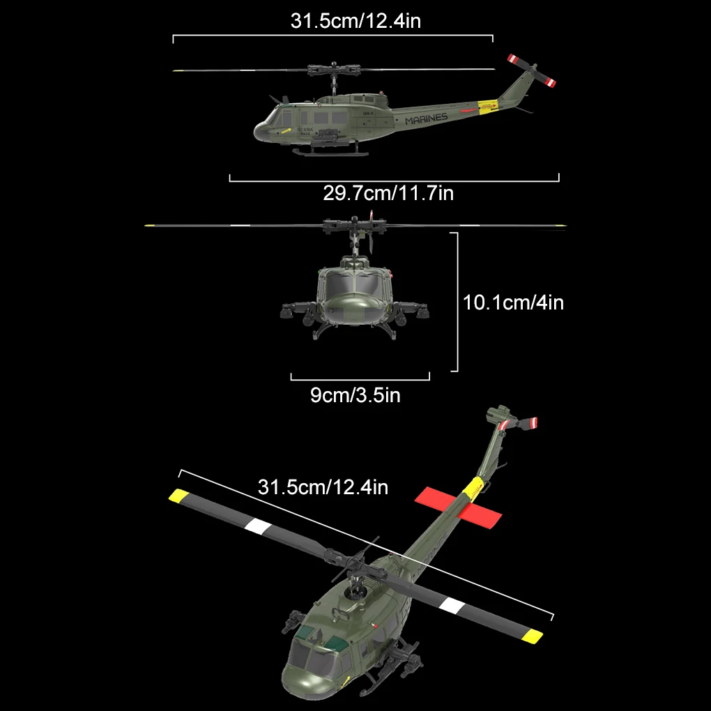 C032 UH1 Helicopter Brushless 6-Channel Airplane Free Flying Stunt Simulation Laser Height Locking Electric RC Aircraft