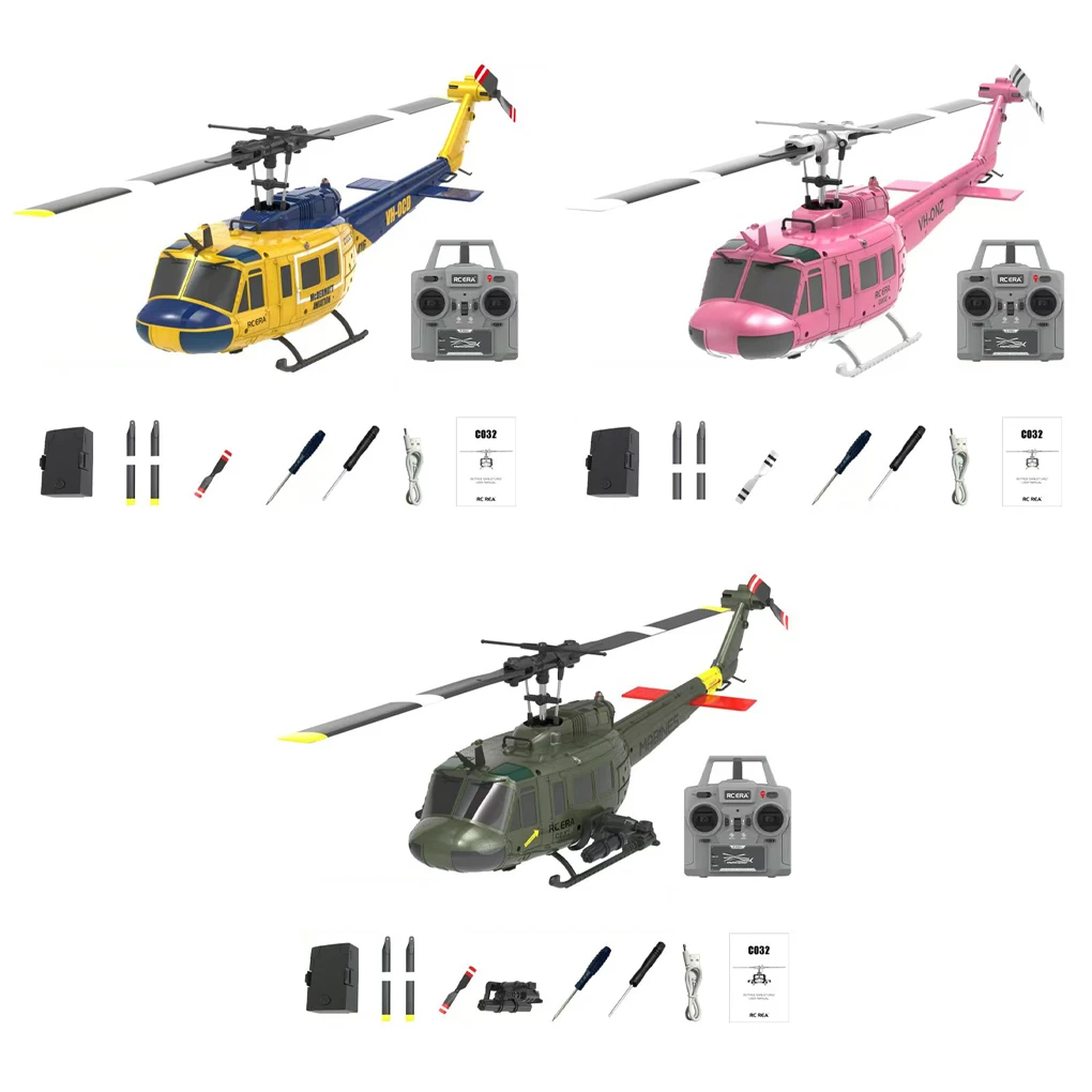 C032 UH1 Helicopter Brushless 6-Channel Airplane Free Flying Stunt Simulation Laser Height Locking Electric RC Aircraft