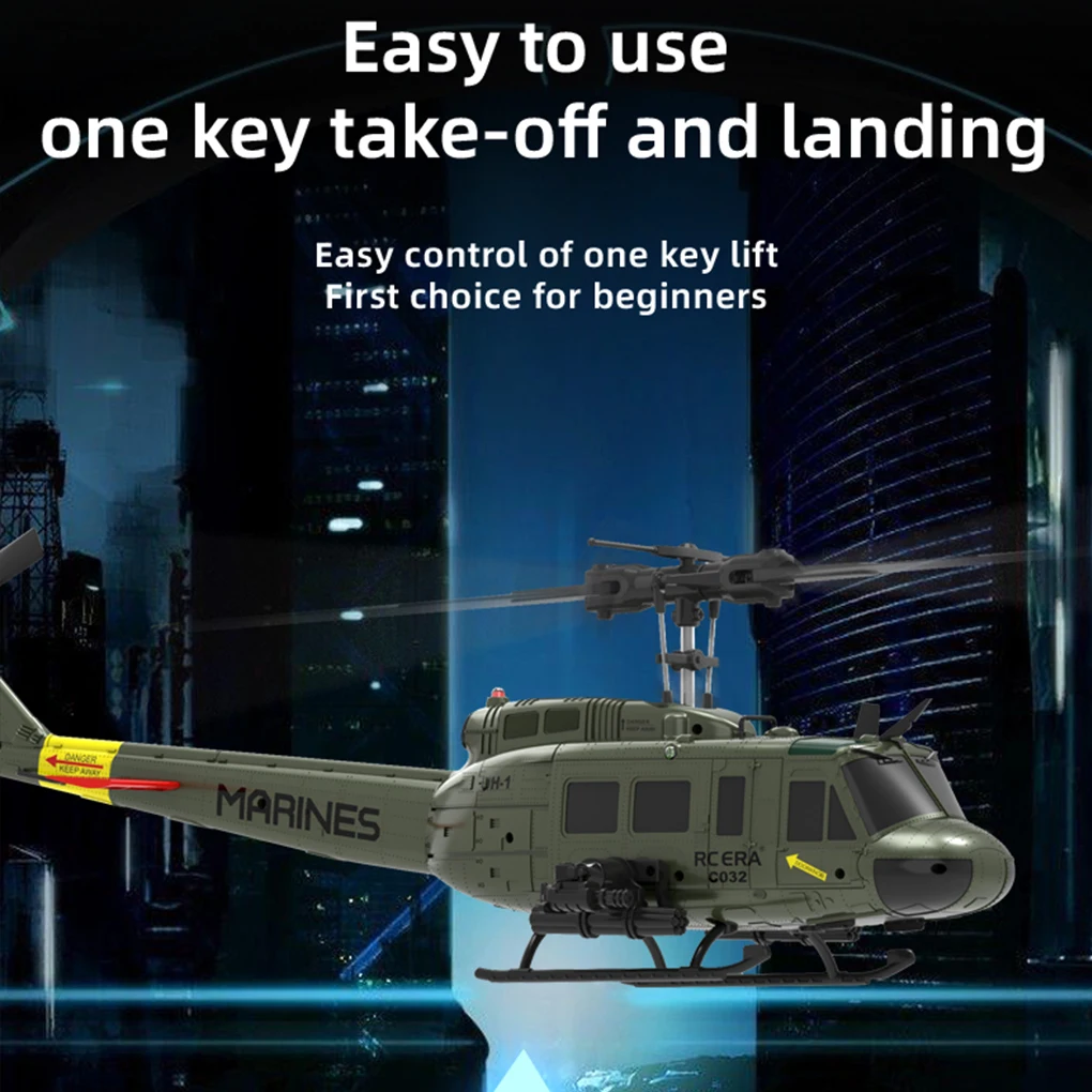 C032 UH1 Helicopter Brushless 6-Channel Airplane Free Flying Stunt Simulation Laser Height Locking Electric RC Aircraft