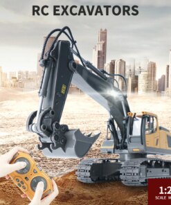RC Excavator 1/20 2.4GHz 11CH RC Construction Truck Engineering Vehicles Educational Toys for Kids with Light Music