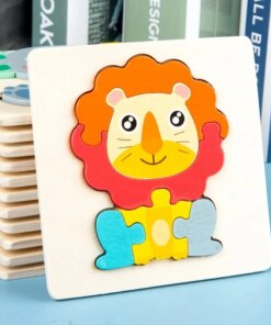 Wooden Puzzle Montessori Animals Carton Colorful Learning Education Toys Tangram Jigzaw Cognitive Wood For Children Kids Gift