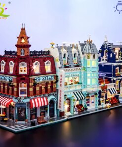 HUIQIBAO Toys MOC City Corner Coffee Shop Architecture Style Street View Micro Building Blocks for Children Construction Bricks