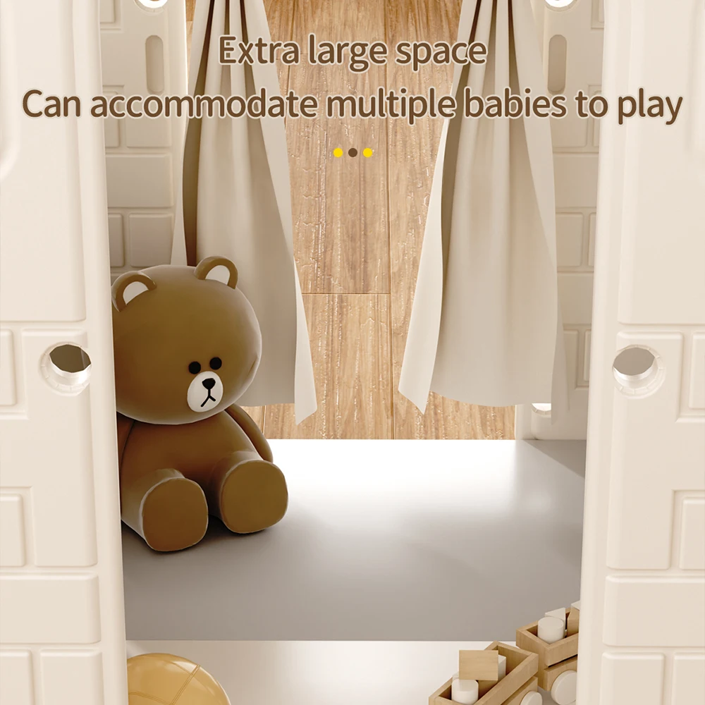 Kidkid Kids Plastic Playhouse for Indoor Outdoor, Portable Game Cottage with Curtain, Gift Playhouse for Kids