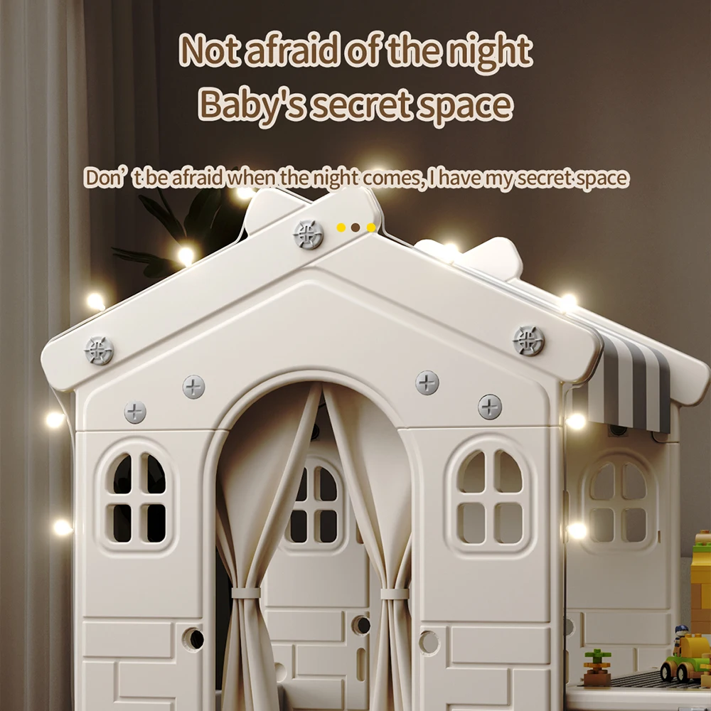 Kidkid Kids Plastic Playhouse for Indoor Outdoor, Portable Game Cottage with Curtain, Gift Playhouse for Kids