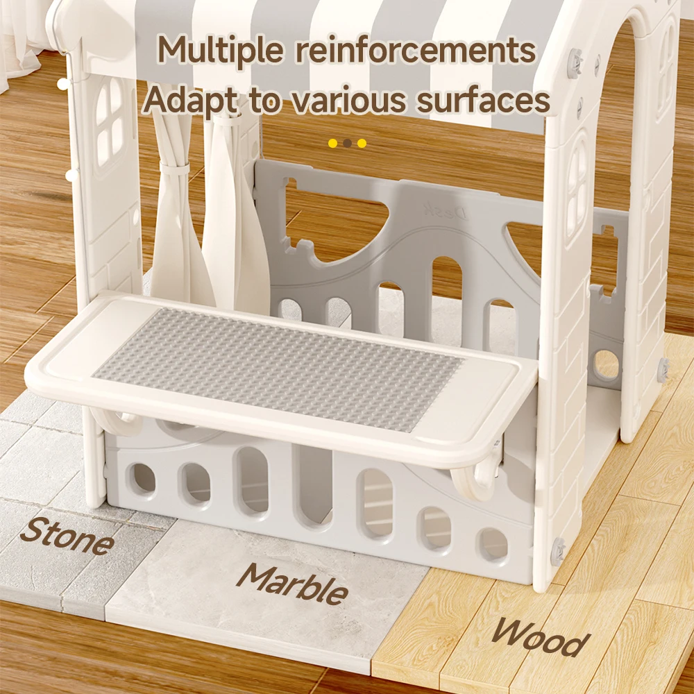 Kidkid Kids Plastic Playhouse for Indoor Outdoor, Portable Game Cottage with Curtain, Gift Playhouse for Kids