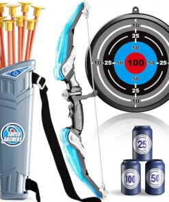 Kids Bow and Arrow Set, LED Light Up Archery Toys Set for Kids Ages 4-8 8-12, with 10 Suction Cup Arrows, Target & Quiver, Boys