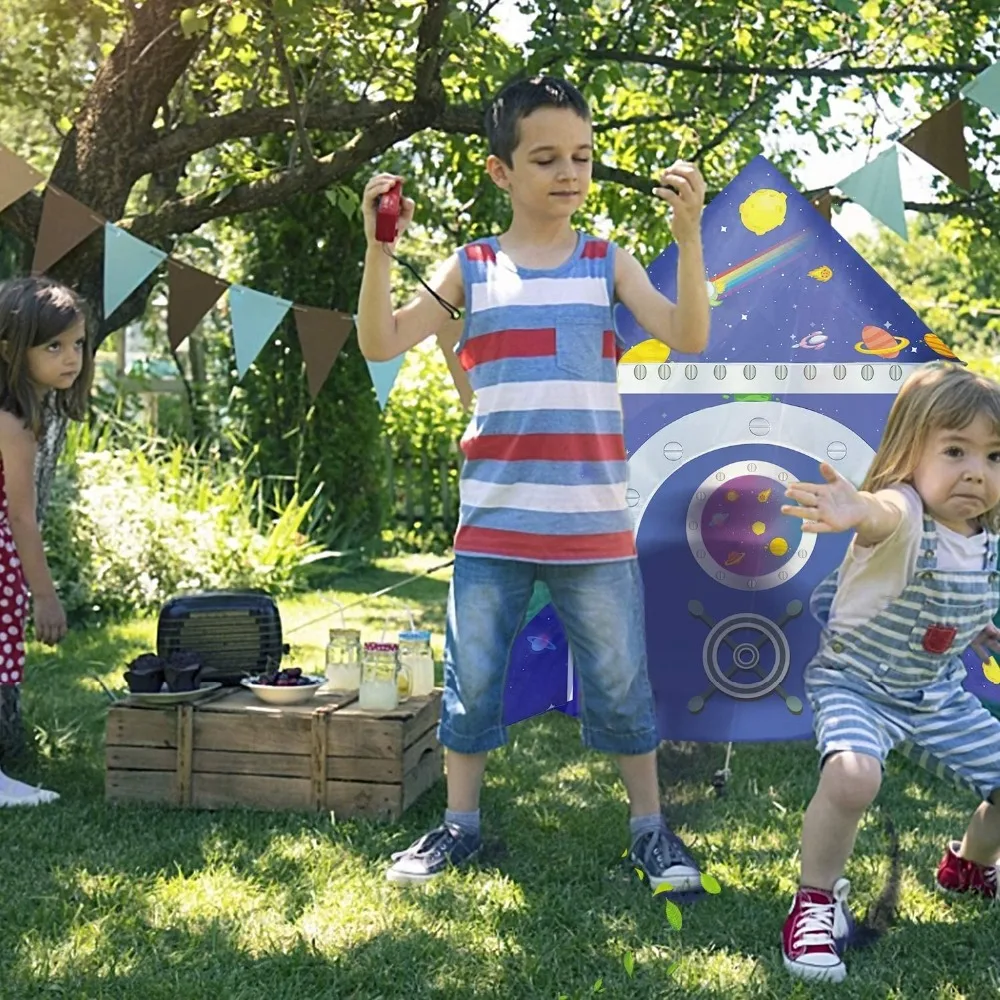 Rocket Ship Kids Tent Pop Up Play Toy Tent for Children  Large Space Indoor Pretend Playhouse  Outdoor Play Tent for Boys & Girl