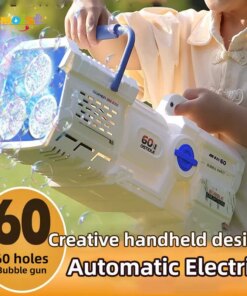 60 Holes Bubble Gun LED Light Electric Automatic Rocket Soap Bubble Machine Toys for Kids Outdoor Wedding Party Children's Gifts