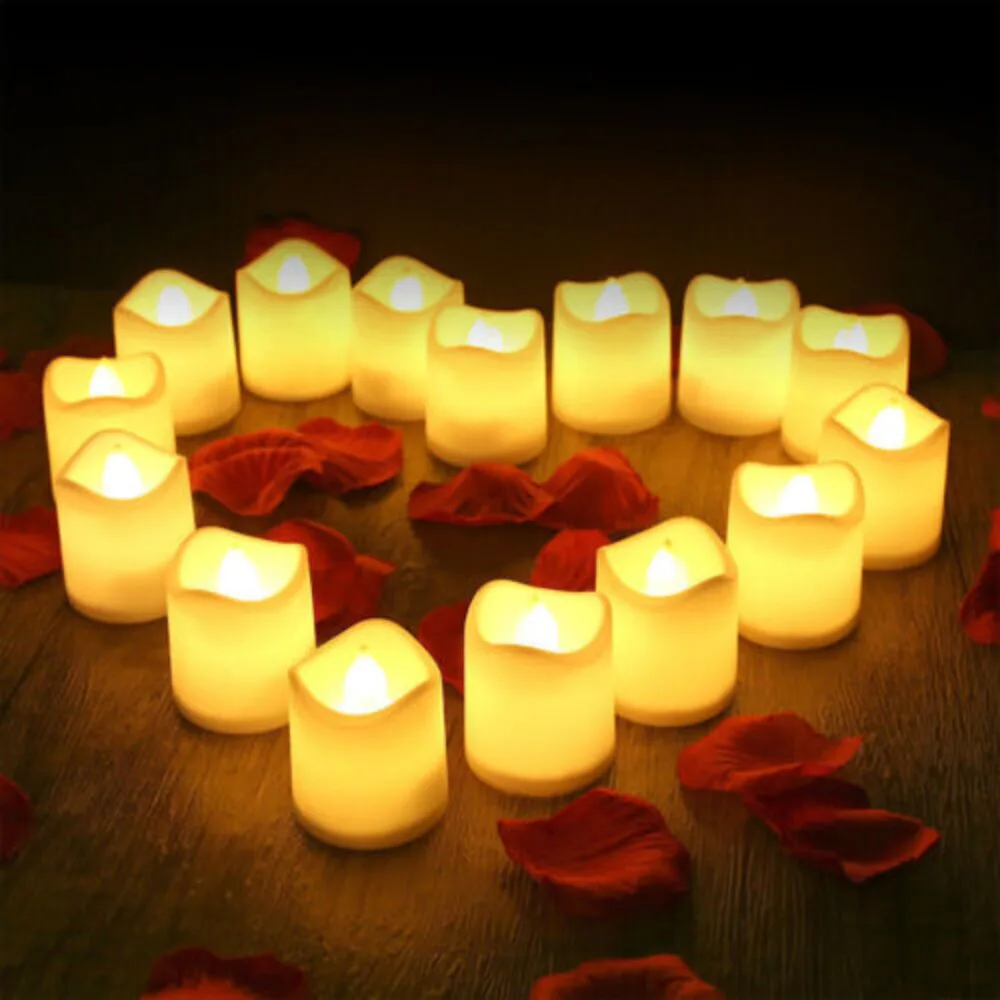12Pcs Flameless Flickering Teardrop Led Candles Light Tealight Led Candles Lamp Electronic Votive Led Lamp Halloween Home Decor