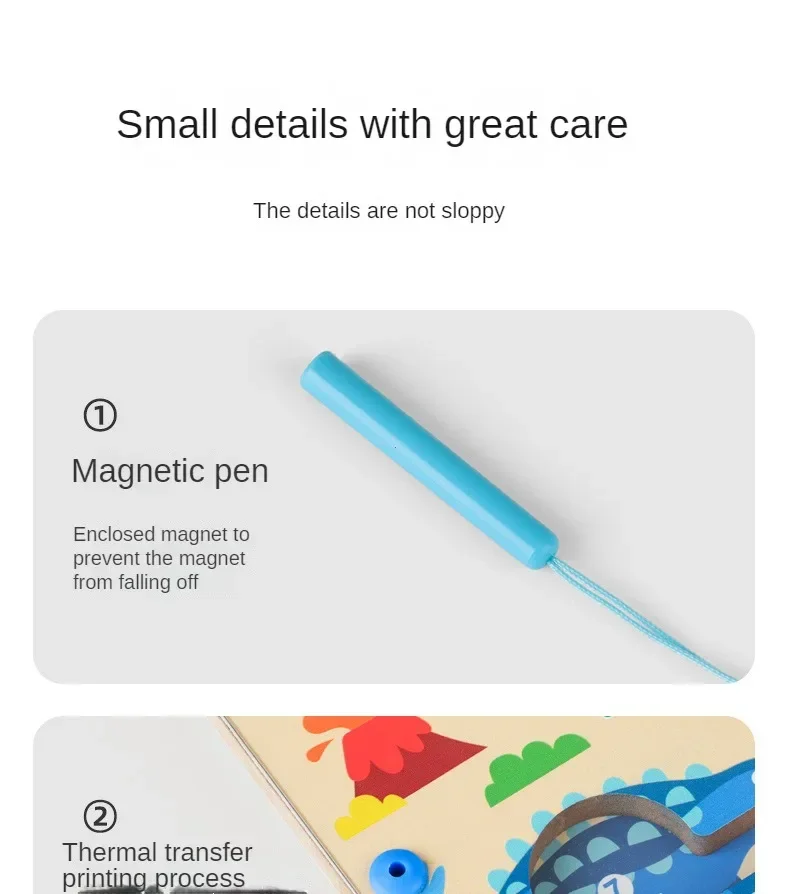 Montessori Magnetic Color Sorting Games Maze Board Pen Moving Bead Games Wooden Control Sensory Play Educational Toys for Kids