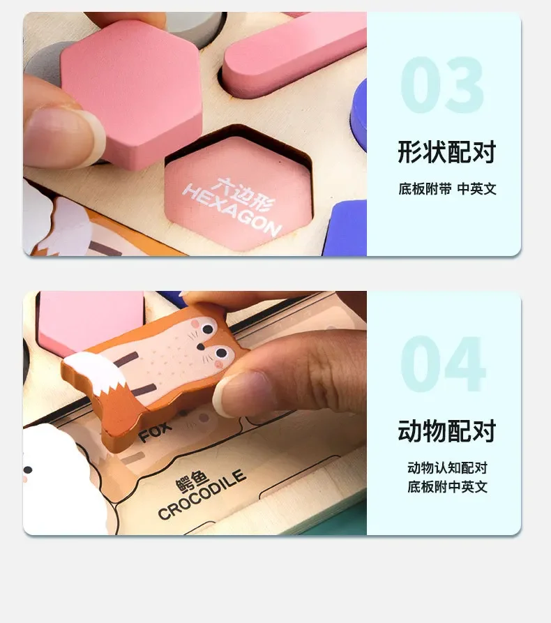 Kids Montessori Math Toys for Toddlers Educational Wooden Puzzle Fishing Toys Count Number Shape Matching Sorter Games Board Toy
