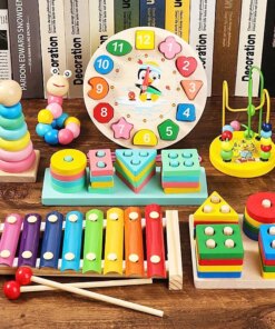 Montessori Wooden Toys for Babies 1 2 3 Years Boy Girl Gift Baby Development Games Wood Puzzle for Kids Educational Learning Toy