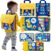 Toddler Busy Board Montessori Toys Learning Educational Activities Travel Toy Dinosaur Dress up  Sensory Life Skill Backpack