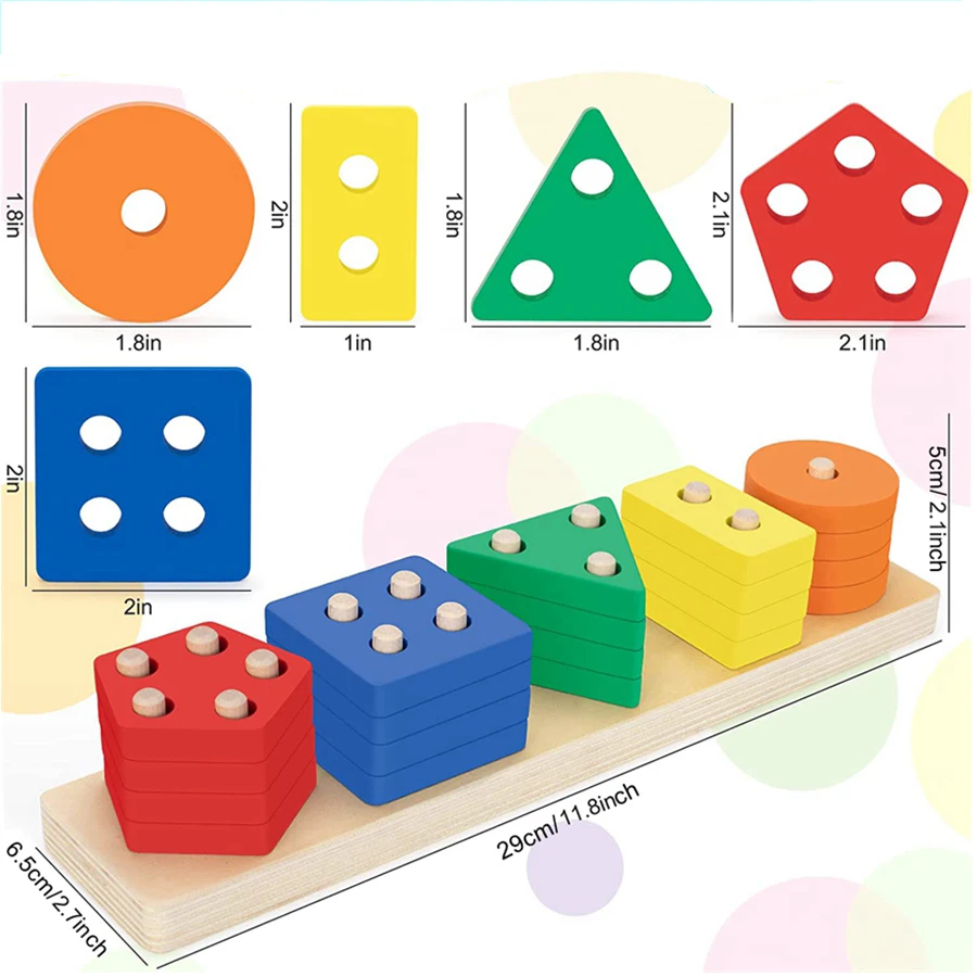 Montessori Wooden Sorting Stacking Toys Puzzle For Toddlers And Kids Preschool Fine Motor Skill Toy For 1 Years