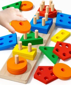 Montessori Wooden Sorting Stacking Toys Puzzle For Toddlers And Kids Preschool Fine Motor Skill Toy For 1 Years