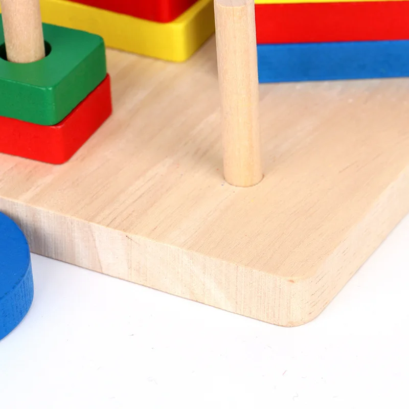Montessori Wooden Educational Toys for Children 1 2Y Baby Shape Color Sorter Block Puzzles Toddler Large Geometric Stacking Toys