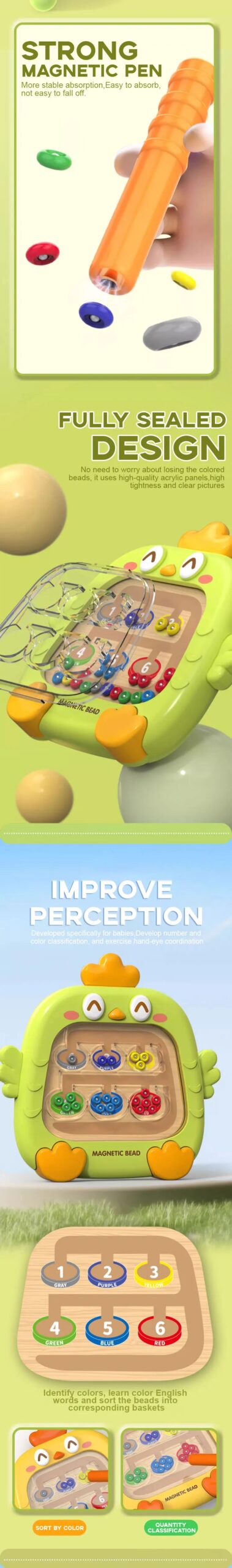 Montessori Sorting Games Magnetic Color Number Maze Board Pen Moving Bead Games Fine Motor Skills Educational Toys for Kids Gift