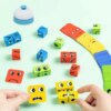 Kids Face Change Expression Puzzle Building Blocks Montessori Cube Table Game Toy Early Educational Toys for Children Gifts