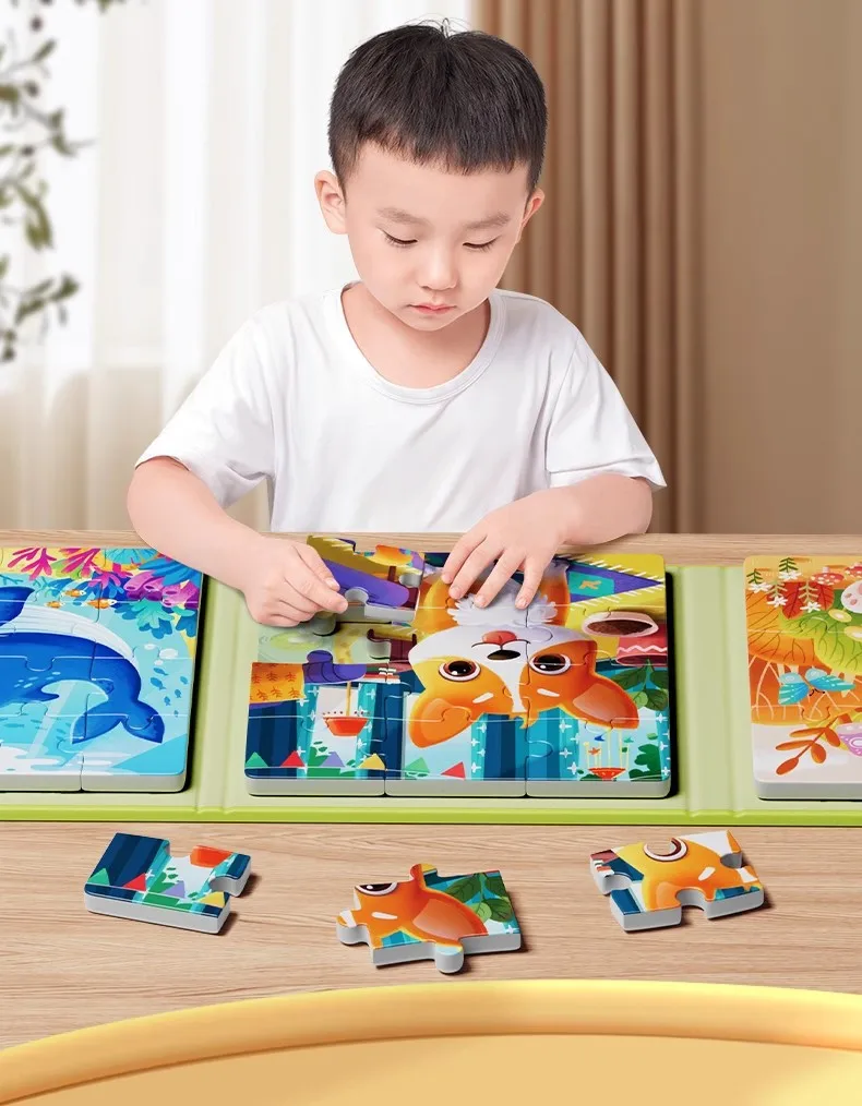 Kids Large Size Wooden Jigsaw Puzzle Game Baby Toys Learning Educational Forest Sea Animals Traffic Vehicle Puzzles Children Toy