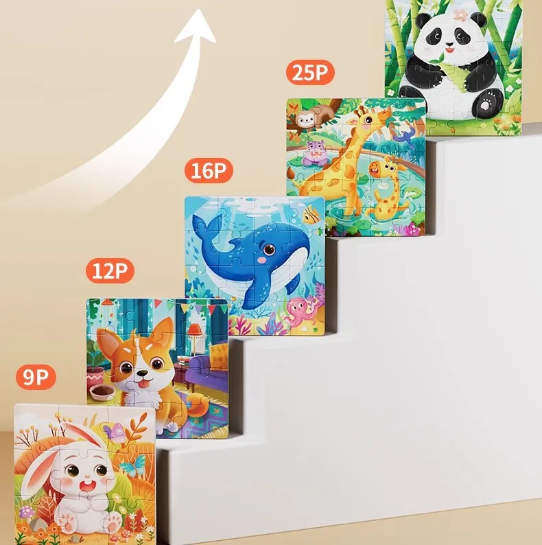 Kids Large Size Wooden Jigsaw Puzzle Game Baby Toys Learning Educational Forest Sea Animals Traffic Vehicle Puzzles Children Toy