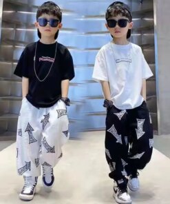 Boys Clothes Sets Summer Short Sleeve T-Shirt + Loose Pants 2PCS Hip Hop Kids Clothing Children Outfits Teenage 8 10 12 14 Years