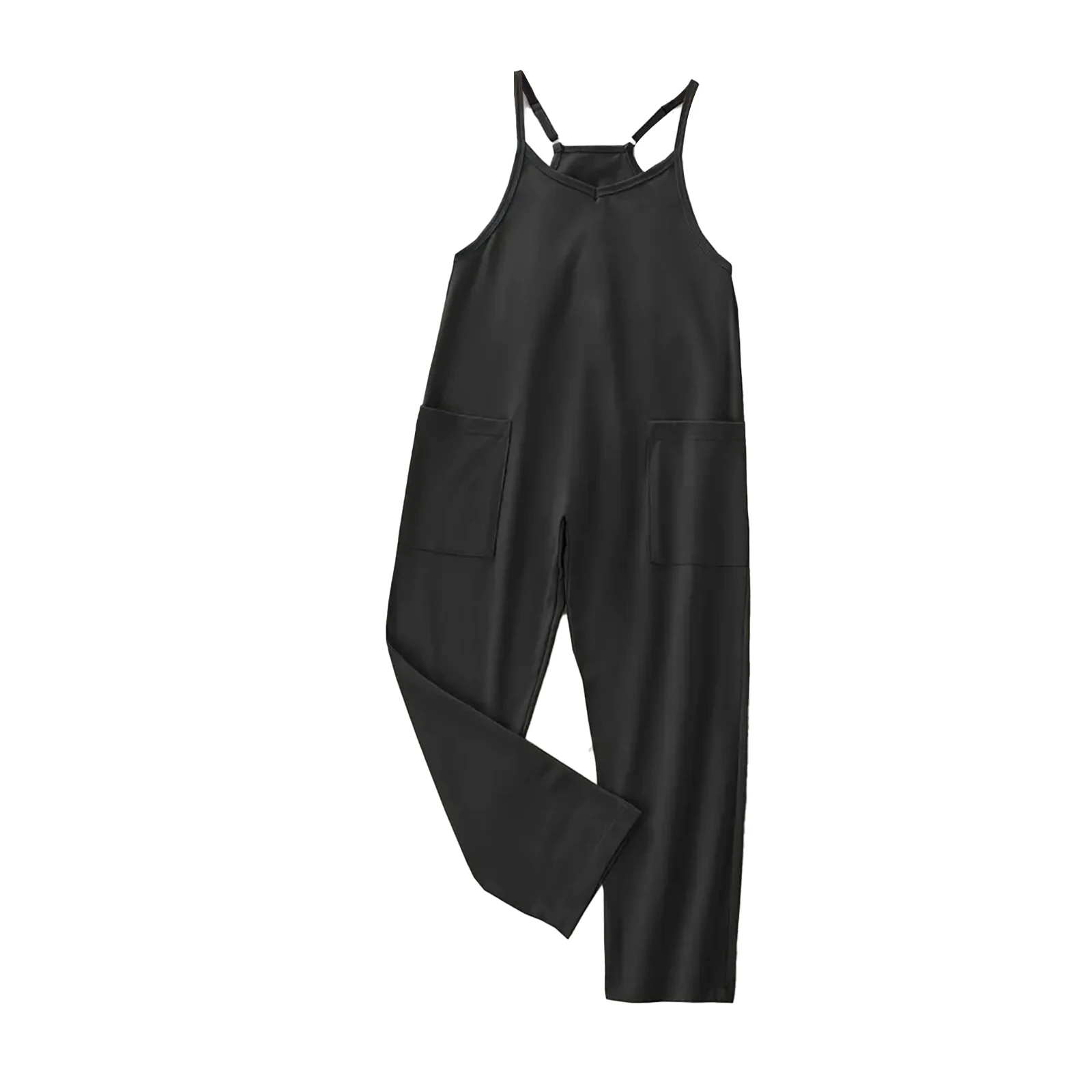 Girls Fashion Casual V Suspenders Jumpsuit Loose Casual with Pockets Jumpsuit Trousers Spring Summer Party Clothing