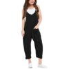 Girls Fashion Casual V Suspenders Jumpsuit Loose Casual with Pockets Jumpsuit Trousers Spring Summer Party Clothing