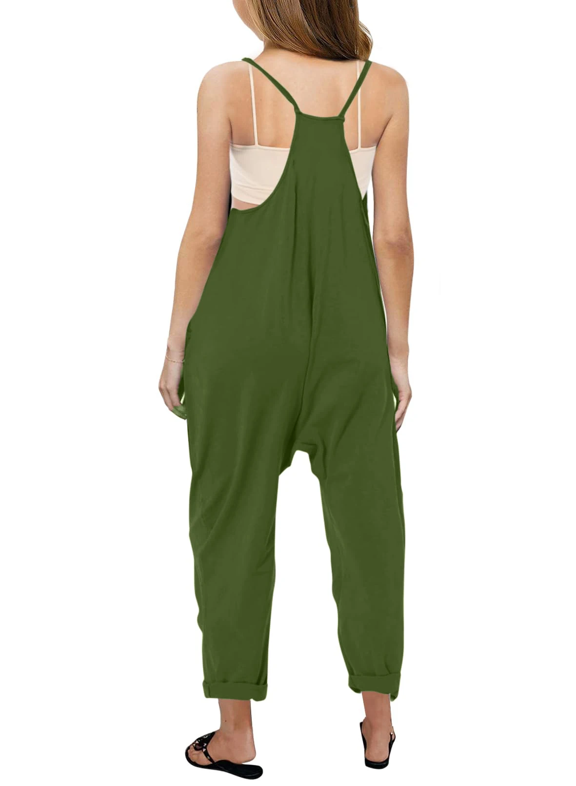 Girls Fashion Casual V Suspenders Jumpsuit Loose Casual with Pockets Jumpsuit Trousers Spring Summer Party Clothing
