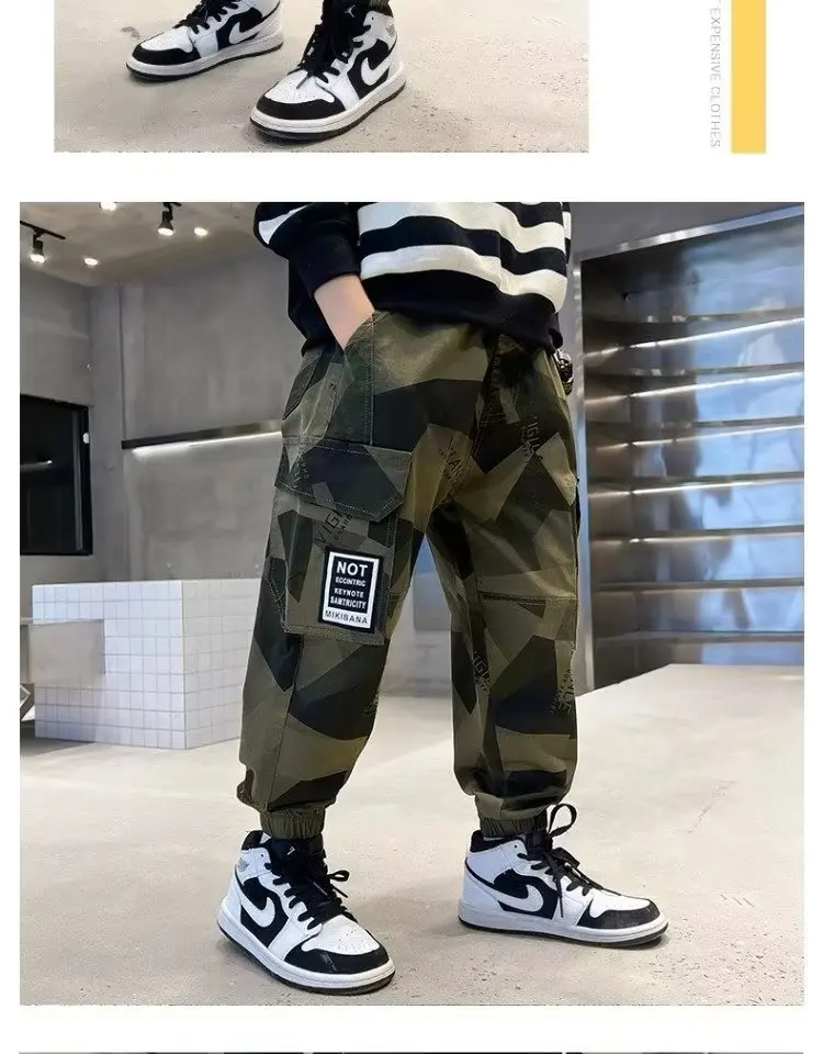 Camouflage Boy Cargo Pants Children Casual Sweatpants Three-dimensional High Visibility Sports Pants Children's Clothing 2024