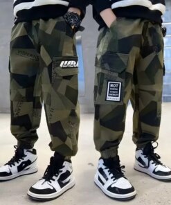 Camouflage Boy Cargo Pants Children Casual Sweatpants Three-dimensional High Visibility Sports Pants Children's Clothing 2024